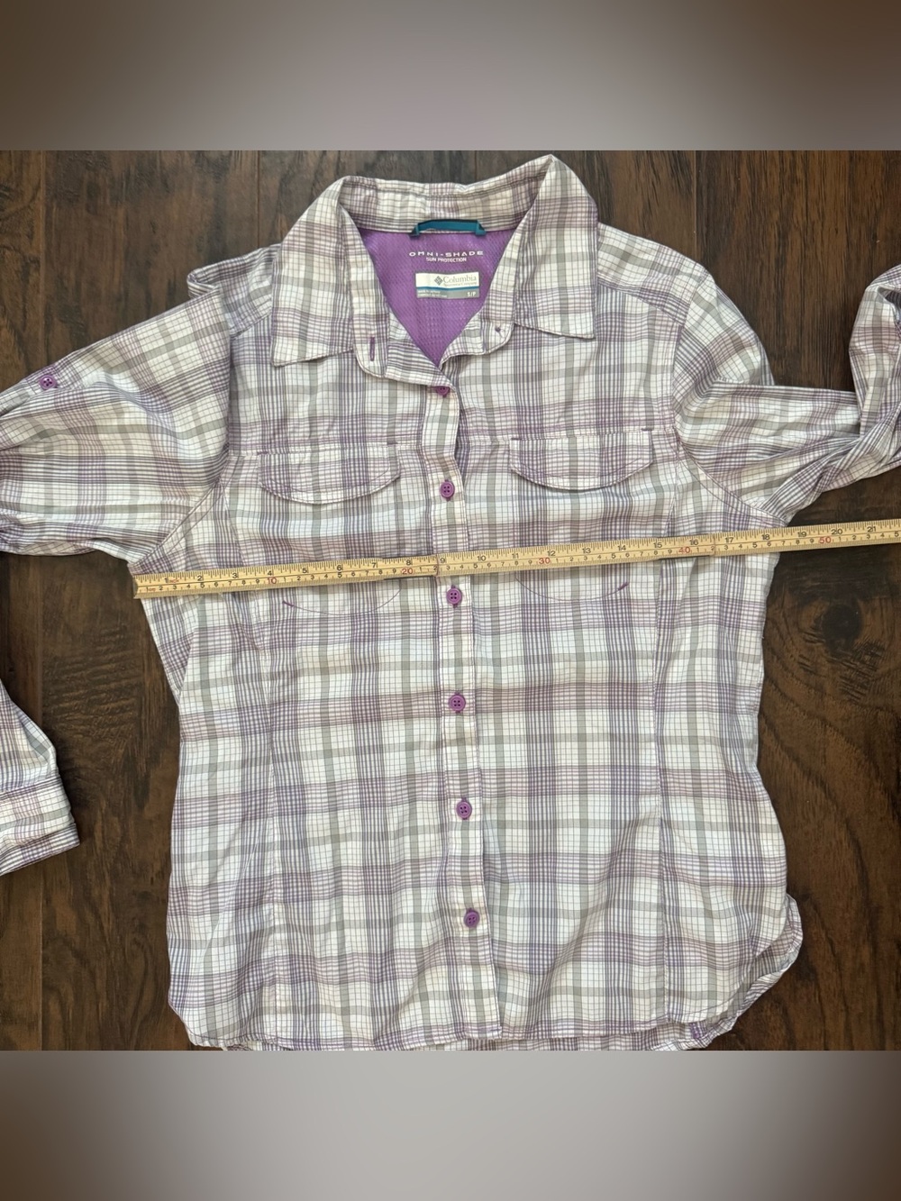Columbia Size Small Silver Ridge Lite Plaid Long-Sleeve Shirt - Picture 8 of 10